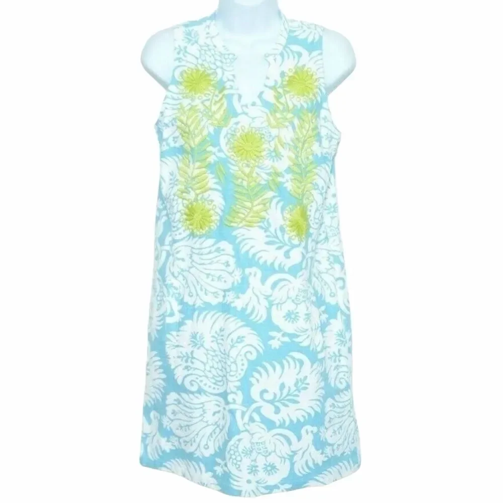Ivy Jane Blue Green Sleeveless Embroidered Dress
